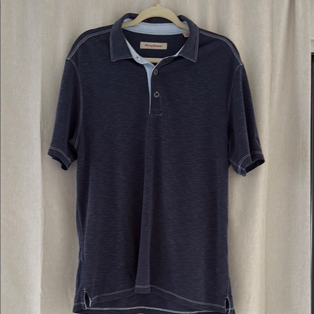 Tommy Bahama Blue Polo Shirt with Subtle Texture